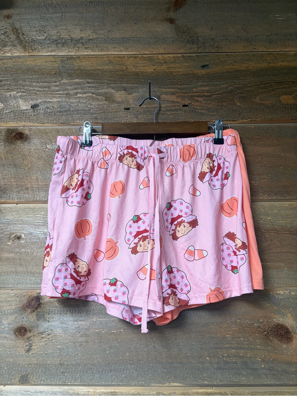 Strawberry Shortcake Halloween Fall Sleep Shorts Womens M NWOT Pink